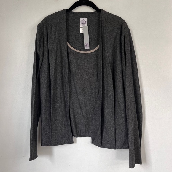 Kim Bernardin Paris Wool Tweed Top Women's XL Lagenlook Drape Front - Picture 1 of 7